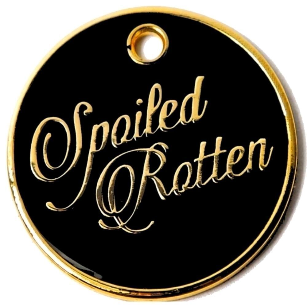 “Spoiled Rotten” Engravable Dog Tag – Black & Gold - HOST PICK!!